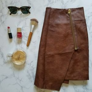 H&M Symmetrical Faux Leather Mini Skirt
